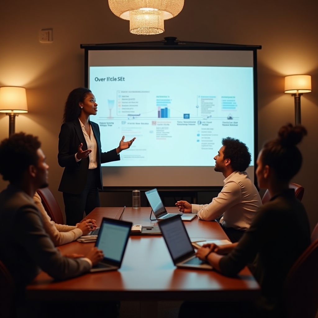 Instructor leading a technical SEO workshop session with developers reviewing code on screens
